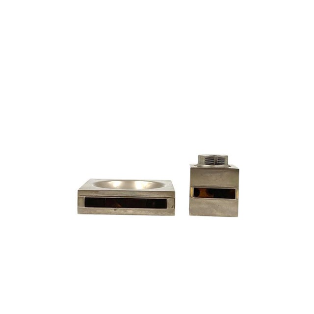 Metal Table Top Smoking Set, Italy, 1970s, Set of 2 For Sale - Image 7 of 9