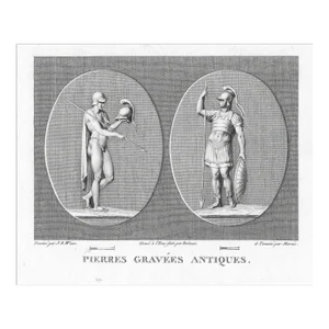 Antique Engraving of Roman Soldiers