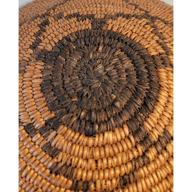 Textile 1920s Hand Made Geometric Woven Basket For Sale - Image 7 of 8