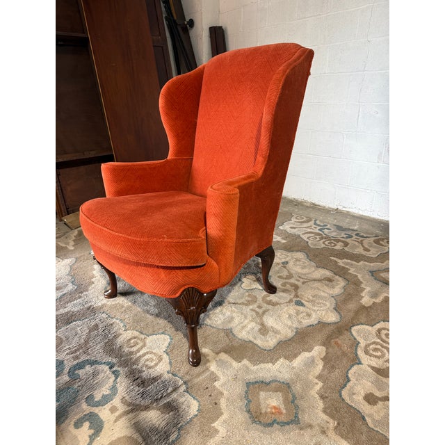 English Vintage Georgian Style Wingback Armchair by Sherrill Furniture For Sale - Image 3 of 18