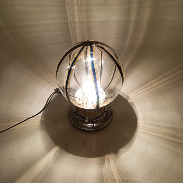 Blue Italian Table Lamp attributed to Toni Zuccheri, 1970s For Sale - Image 8 of 11