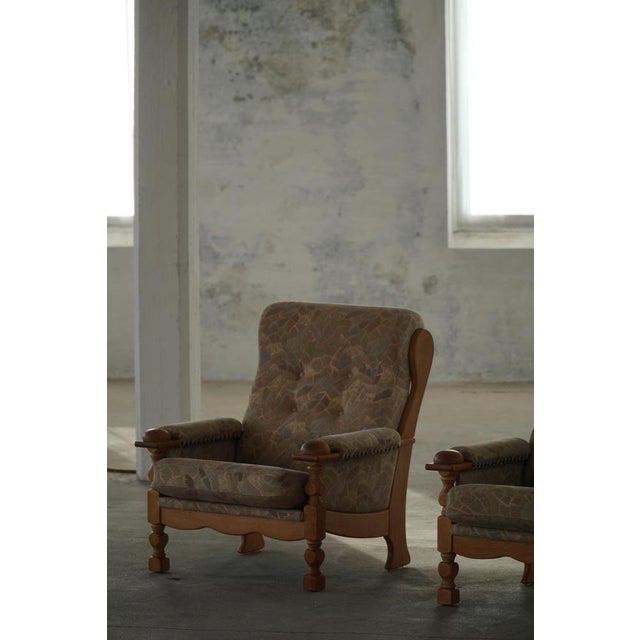 Vintage Danish Lounge Chairs in Oak and Textile by Henning Kjærnulf, 1950s, Set of 2 For Sale - Image 14 of 18