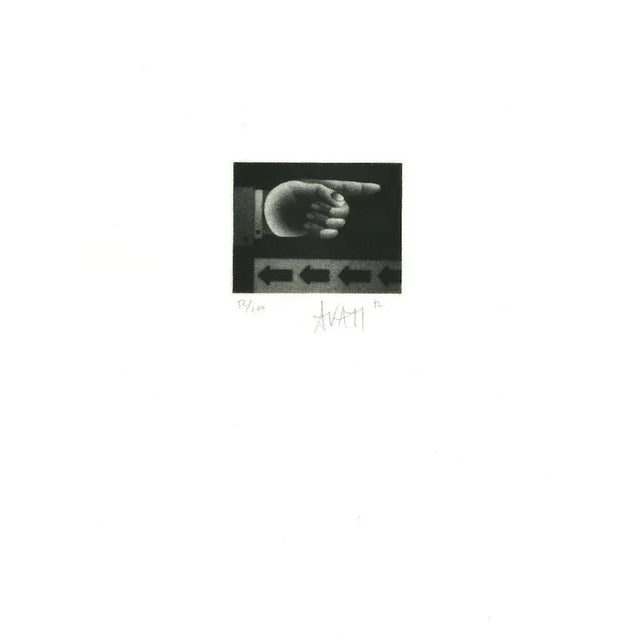 Indicating is original etching on paper, realized by the French artist and print-maker master Mario Avati (1921-2009)....