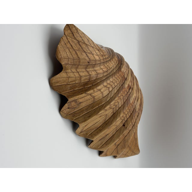 Mid 20th Century Hand Carved Wood Shell Bowl, Coastal Organic Decorative Catchall For Sale - Image 5 of 7