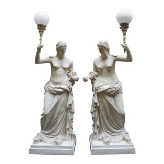 20th Century Lamps Depicting Roman Women by M. Osman, Set of 2 For Sale