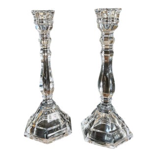 Tiffany and Co Crystal Candle Holders, a Pair For Sale