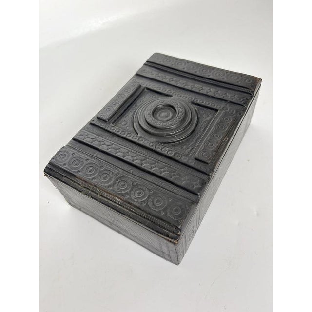 Black Embossed Leather Box, France, 1950s For Sale - Image 11 of 12