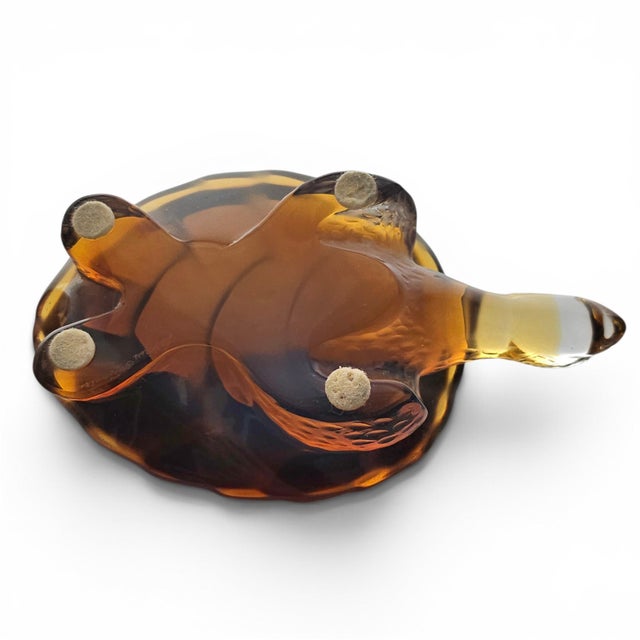 Art Deco Lalique France Tortue Caroline Amber & Satin Crystal Turtle Figurine For Sale - Image 3 of 12