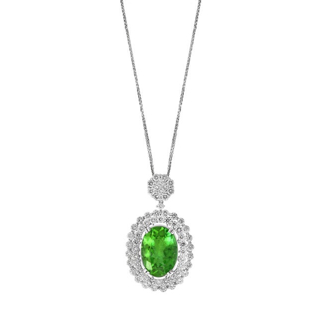 AGL Certified 7 Ct Pariba Tourmaline & 4.5 Ct Diamond Pendant Necklace 18 K Gold For Sale - Image 18 of 18