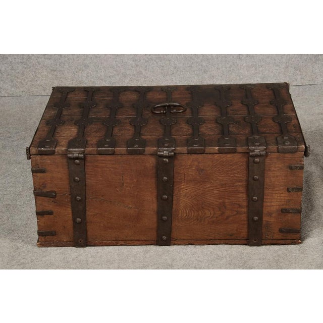 Small Antique Gothic Chest with Iron Bands, 1500 For Sale - Image 16 of 18