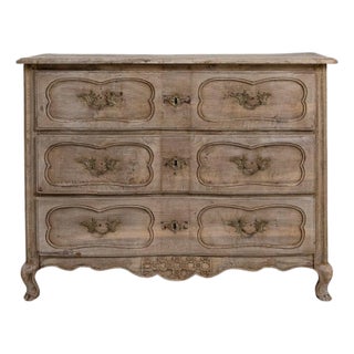 1830s French Louis XV Oak Chest of Drawers For Sale