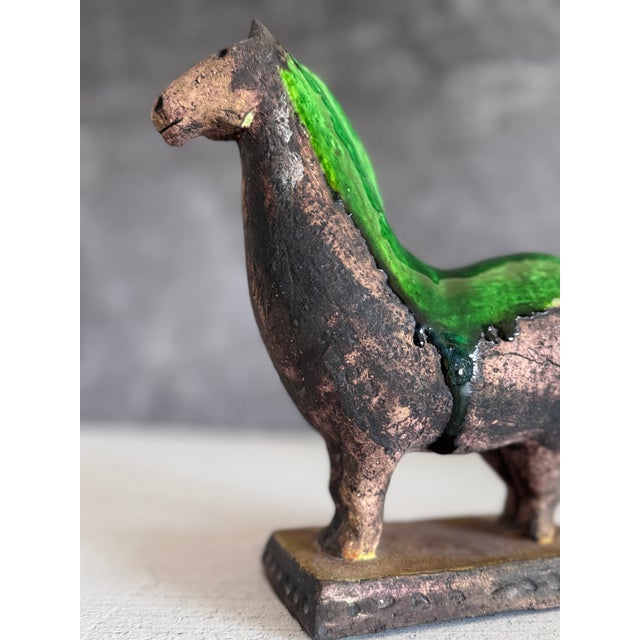 1970s Mid-Century Modern Ivo De Santis Gli Etruschi Glazed Chamotte Horse Sculpture Florence Italy For Sale - Image 9 of 14
