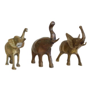 Set of Three Brass Lucky Elephant For Sale
