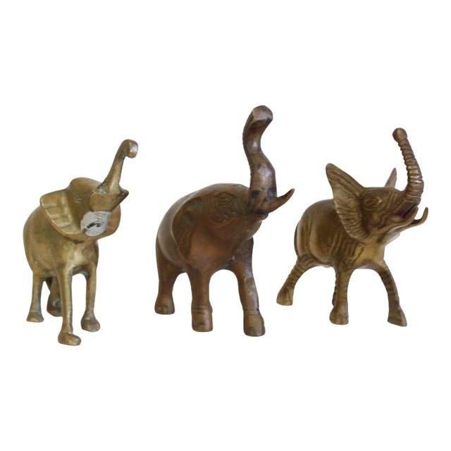 Set of Three Brass Lucky Elephant For Sale