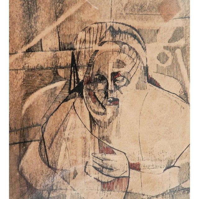 Alfredo Billetto, Figure, 1961, Mixed Media on Paper, Framed For Sale - Image 4 of 10