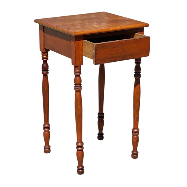 Antique Sheraton Cherry Work Table / Nightstand With Blank Drawer For Sale In Boston - Image 6 of 12