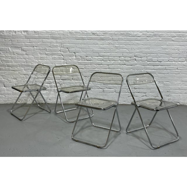 Mid Century Modern Italian Lucite "Plia" Folding Chairs by Giancarlo Piretti for Castelli, C. 1970s For Sale - Image 10 of 12