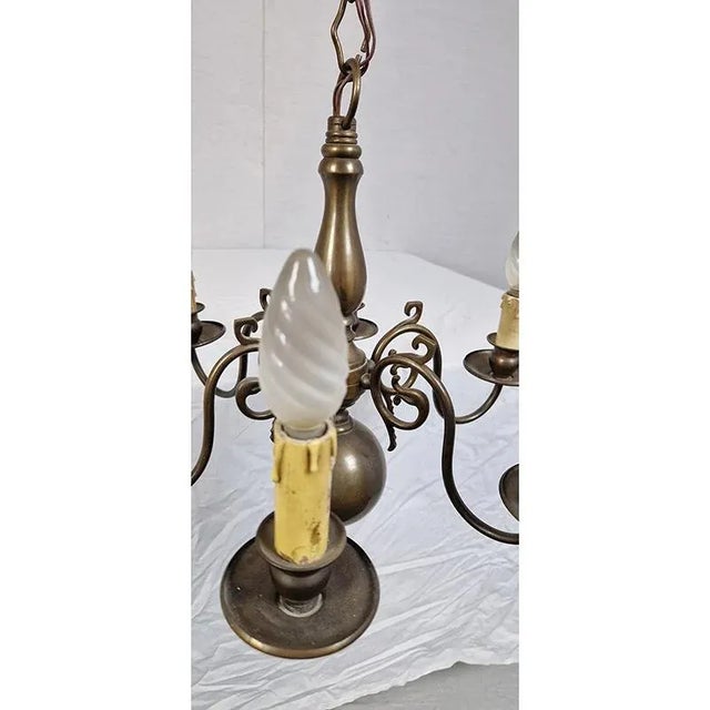 Six-Light Metal Chandelier, 1950s For Sale - Image 6 of 7