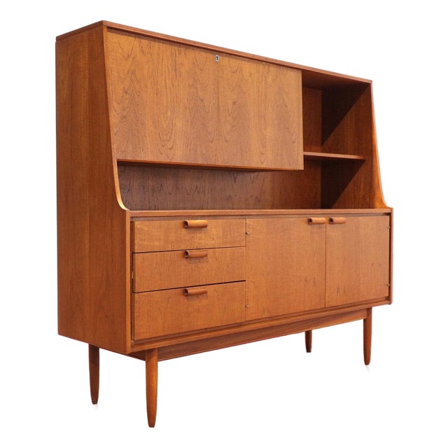 1960s Mid Century Modern Vintage Teak Tall Buffet Credenza by Austinsuite Danish Style For Sale