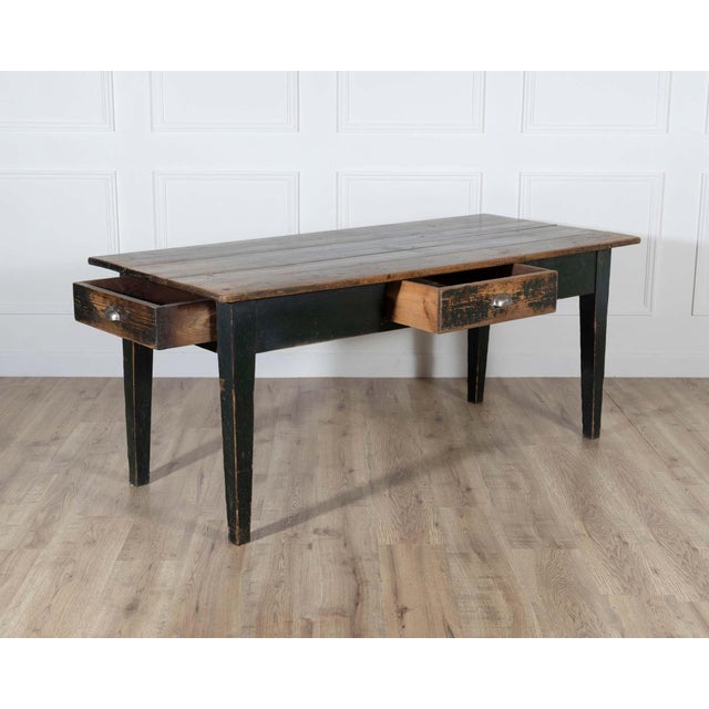 19th Century Swedish Antique Country Kitchen Table with Drawers, 19th Century For Sale - Image 5 of 8