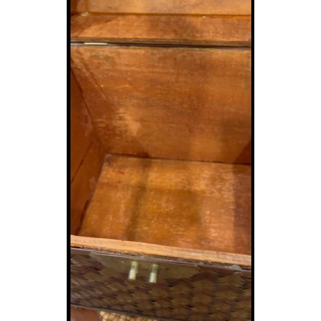 Vintage Decorative Wood & Brass Chest / Trunk Beautiful vintage decorative chest featuring an intricate woven-style wood...