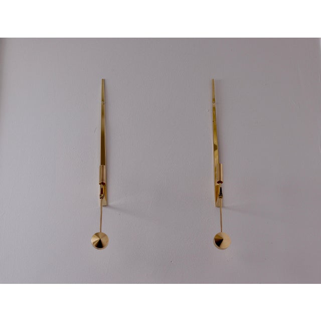 Swedish Brass Sconces by Pierre Forsell for Skultuna Pendeln, Set of 2 For Sale - Image 6 of 6