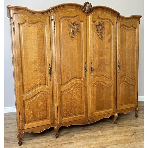 Vintage French Louis XVI Style Wardrobe in Carved Oak For Sale - Image 12 of 12