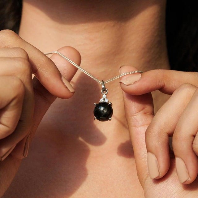 Classic Black Star Fine Jewelry Pendant With Zircons in 925 Silver For Sale - Image 6 of 12