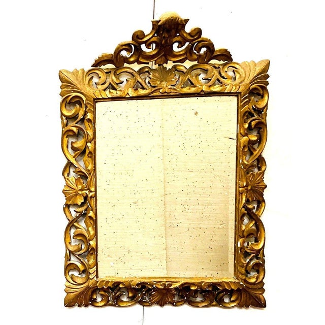 Wood Gilded Wood Mirror with Openwork Carving, 19th Century For Sale - Image 7 of 8