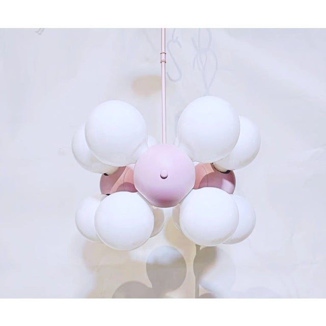 Mid-Century Pink Atomic Pendant Light Fixture For Sale - Image 4 of 12