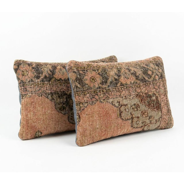 Mid-Century Modern Turkish Oushak Lumbar Rug Pillow Cover 16'' X 24'' - Set of Two For Sale - Image 3 of 4