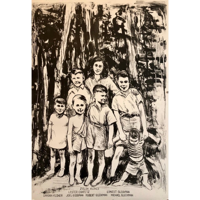 Sid Chafetz, Columbus Ohio State Judaica Lithograph Jewish Americana Family Reunion Portrait, c.1990s For Sale