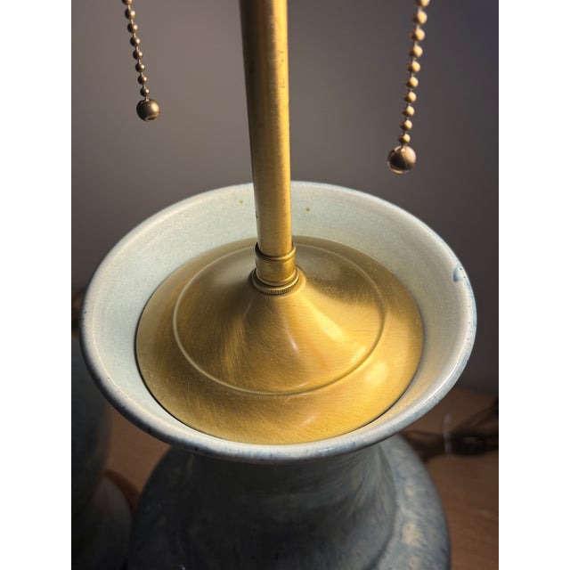 Late 20th Century Late 20th Century John Thompson Cerulean Baluster Lamps Unmarked - a Pair For Sale - Image 5 of 7