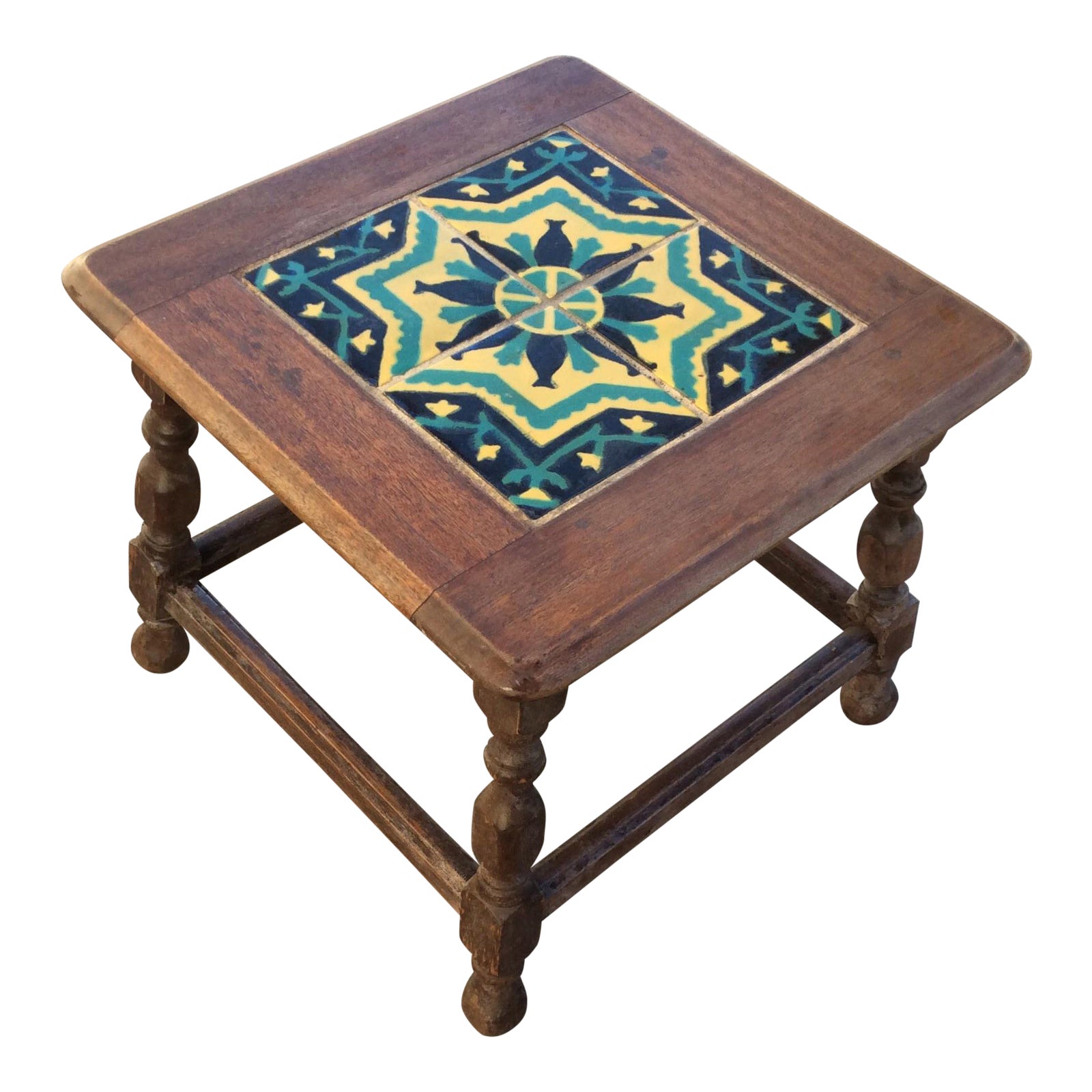 Antique California Tile Oak Side Table Chairish
