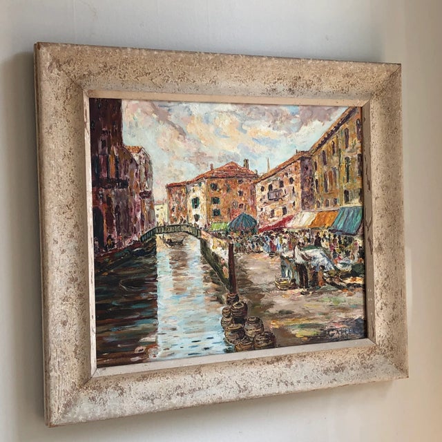 1954 Venetian Cityscape Oil Painting, Framed For Sale - Image 12 of 13