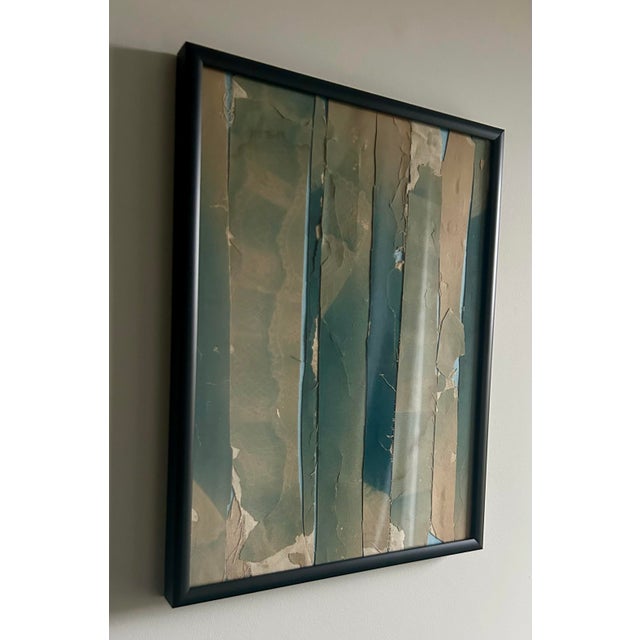 This is a collage made from pieces of oil paintings and assembled into a new ready to hang frame. The color in the primary...