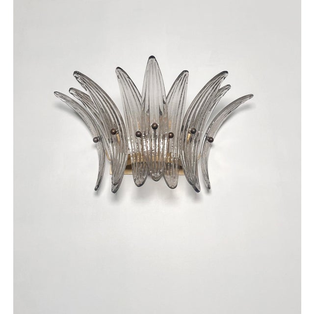 Vintage Smoked Glass Palmette Wall Lights, 1990s, Set of 2 For Sale - Image 6 of 17