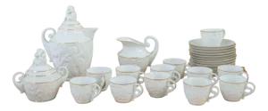 Porcelain Coffee Service by O. Castro for Dolmen, Galicia, Spain, 1950s, Set of 27