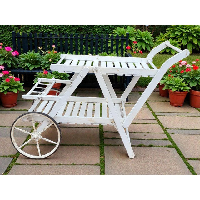 White Wooden Serving Cart from Gleizes,1960s-1970s For Sale - Image 8 of 8