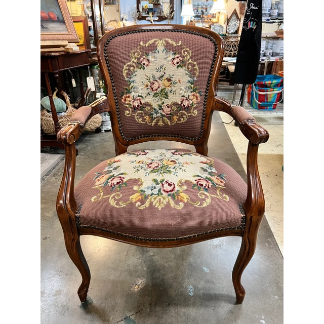 Antique French Style Needlepoint Arm Chair Chairish
