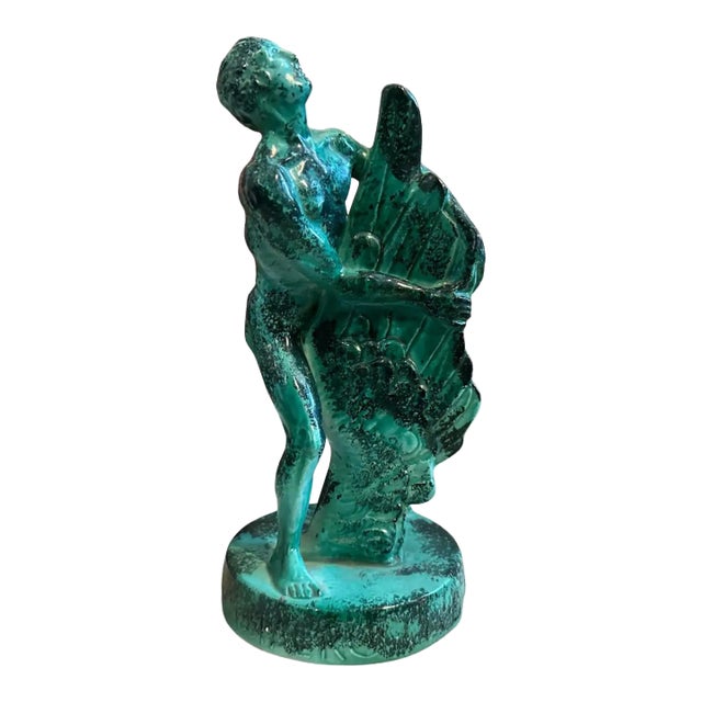 1951 Mid-Century Modern Italian Green Ceramic Italian Aviation Rally Trophy For Sale