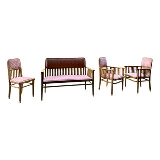 Art Nouveau Vienna Sofa and Armchairs by J.J Kohn for Jacob & Josef Kohn, 1890s, Set of 4 For Sale