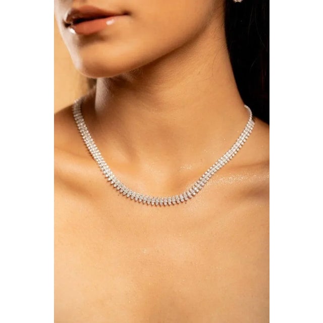This is part of Chairish’s Fine Jewelry assortment. Diamond Necklace in 18K Gold studded with round cut diamonds....