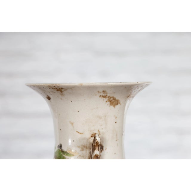 Early 20th Century Chinese Porcelain Hand-Painted Figure & Calligraphy Motif Vase For Sale - Image 4 of 13