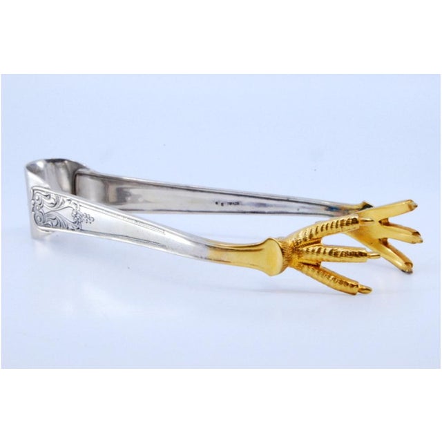 Silver Ice Tongs in the Shape of Golden Claws For Sale - Image 3 of 11