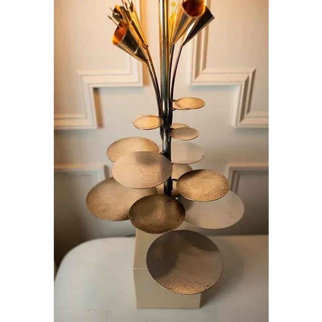 1970s 1970's Mid-Century Modern French Lilly Pad Table Lamp For Sale - Image 5 of 11