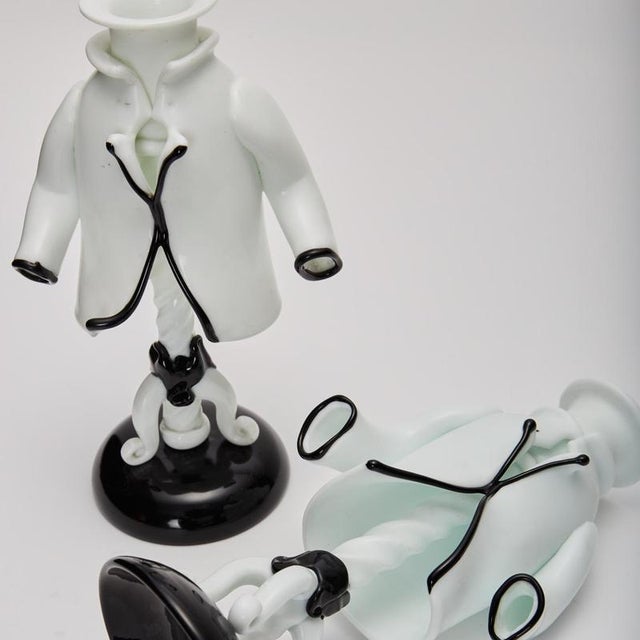 Candlesticks by Fulvio Bianconi for Venini, Murano, Italy, 1940, Set of 2 For Sale - Image 3 of 10