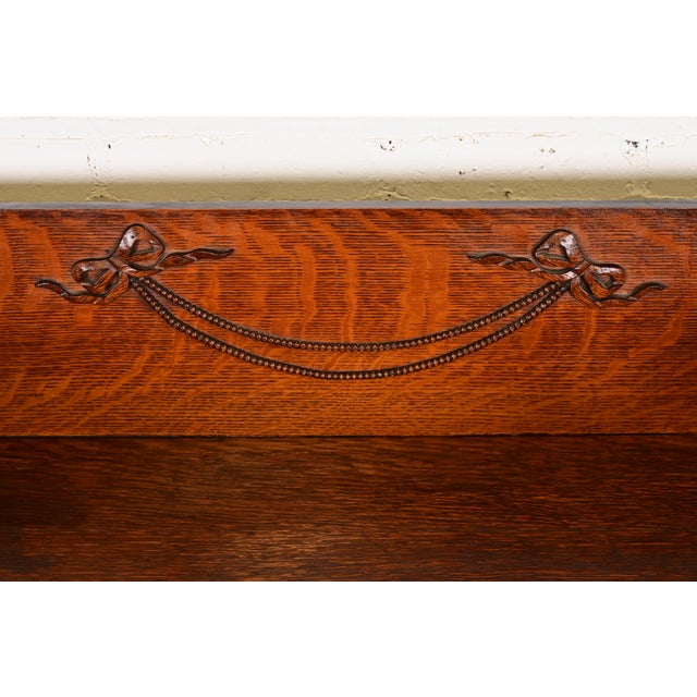 Wood R. J. Horner Style Antique Victorian Carved Oak Bookcase, Circa 1890s For Sale - Image 7 of 12