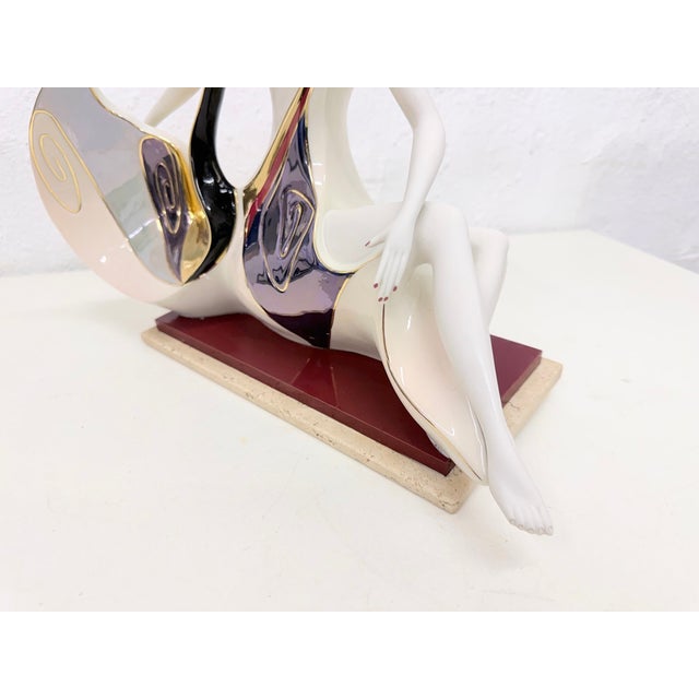 Large Art Deco Porcelain Sculpture Leda with Swan from Galos, 1970s For Sale - Image 6 of 18