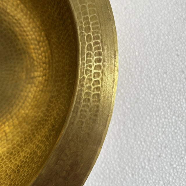 Brass Rustic Moroccan Farmhouse Hammered Brass Sink Bathroom Drop-In Oval Bar Sink With Brass Drain For Sale - Image 8 of 10